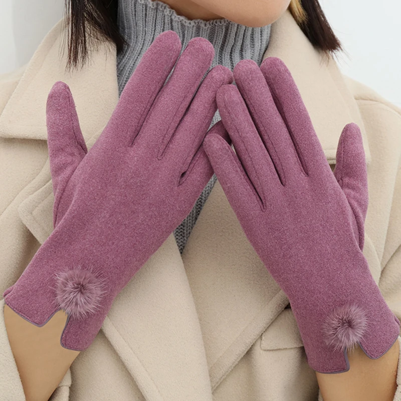 Guantes de piel con pantalla táctil para mujer, manoplas de estilo Simple y elegante, resistentes al viento, para conducir, para invierno