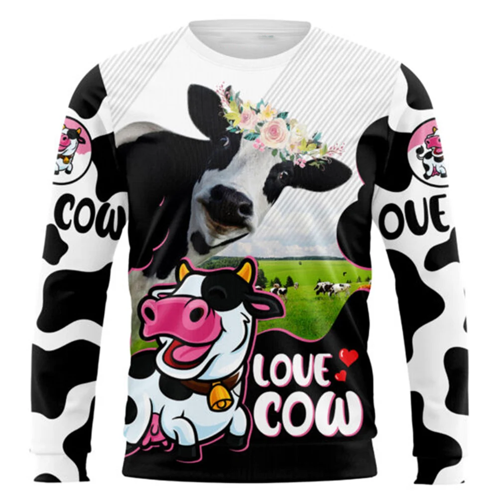 CLOOCL Men Hoodie Funny Dairy Cattle Love Cows 3D Printed Long Sleeves Hoodie Casual Sweatshirt Women Zipper Tracksuit Coat