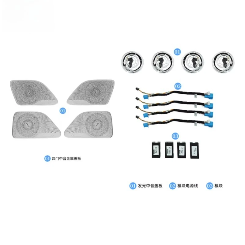 Suitable for Mercedes Benz S-Class W222 mid-range lighting cover plate, 7-color 64 color stainless steel LED body parts