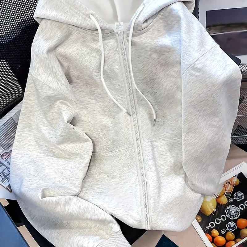 아메리칸 스트리트 헤비웨이트 여성용 지퍼 후디 가을 및 겨울 신상 캐주얼 패션 남녀 공용 스트리트웨어