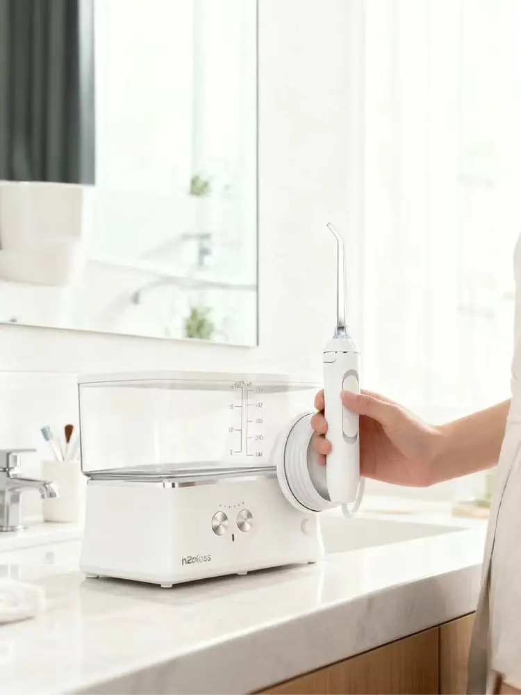 H2ofloss Irrigateur Buccal Portable de Table pour Dents, Irrigateur Oral, Jet d'Eau Dentaire Nettoyage Haute Pression et Lavage Buccal