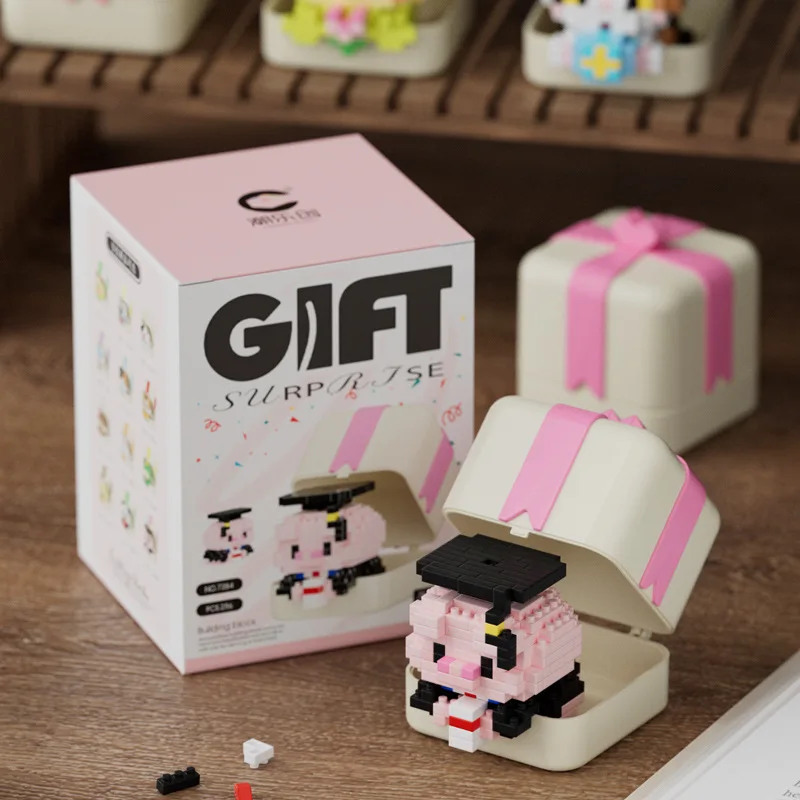 صندوق هدايا للحيوانات الأليفة، تمثال كرتوني، مكعبات بناء ألعاب الأطفال