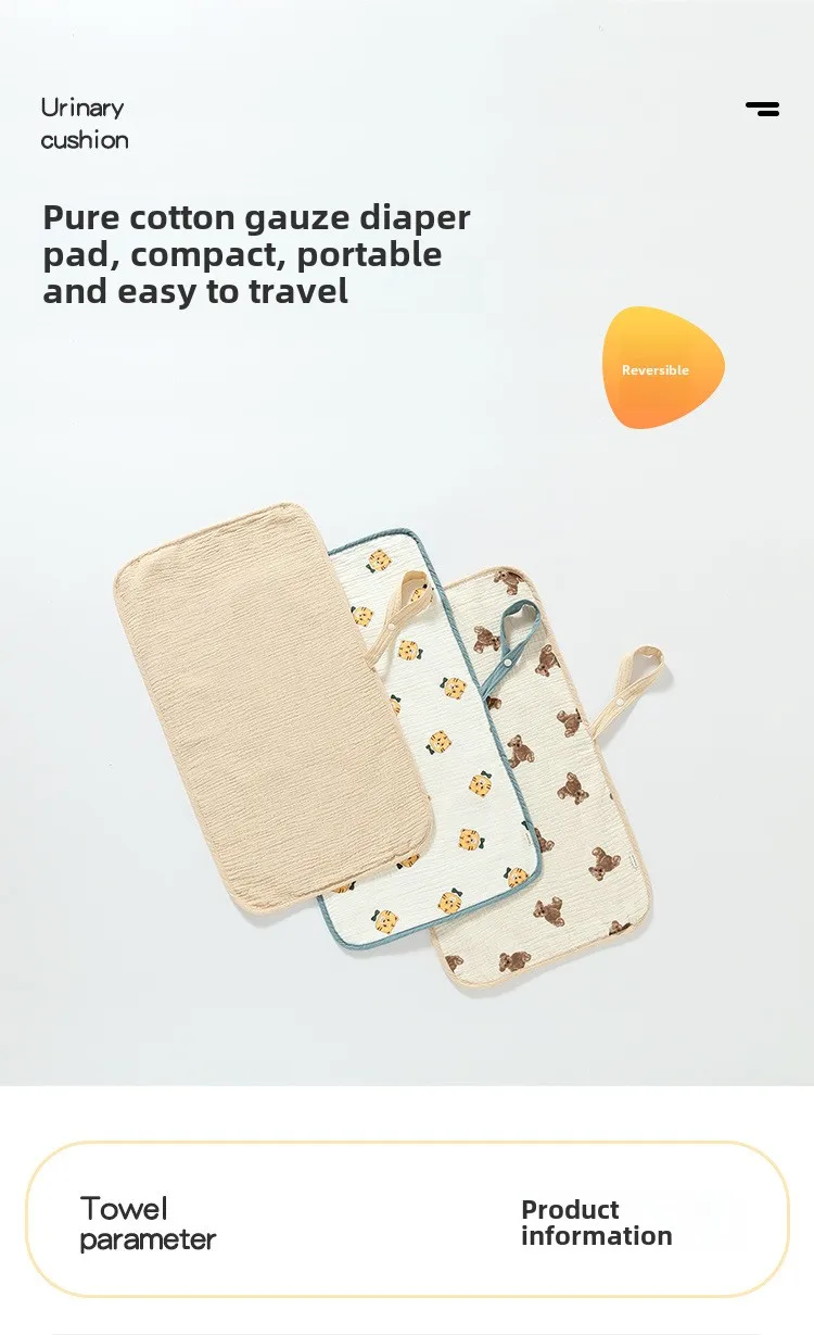 Description Picture 2 of itemFoldable Baby Infant Cotton Changing Pads Reusable Soft Cotton Infant Mat Changing Pad for Newborn Underpads Two-sided Mattress