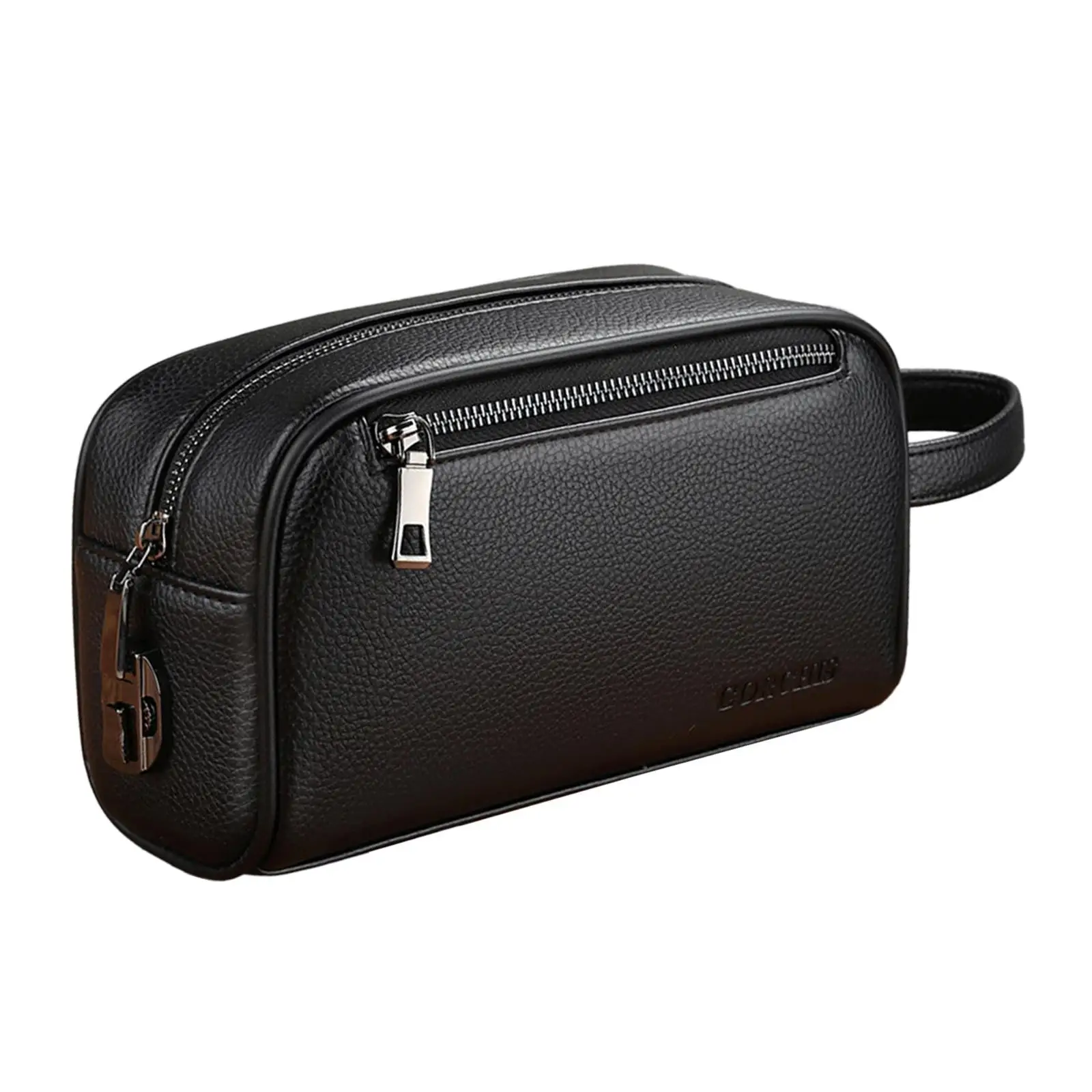 

Men’s Handbag Phone Card Holder Large Capacity with Wrist Strap Clutch Purse Black