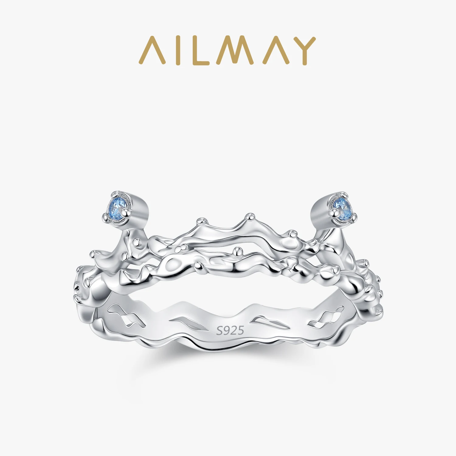 

Кольцо из серебра 925 пробы с нестандартным текстурным дизайном Ailmay для женщин, для повседневной носки и в качестве подарка, модное металлическое украшение.