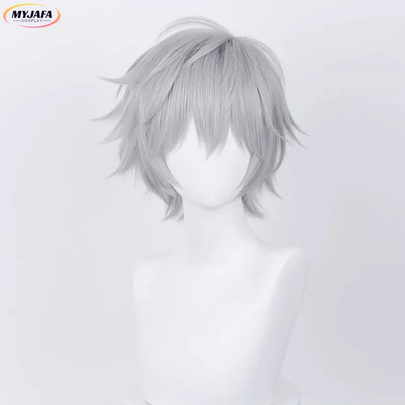 Kaworu Nagisa Cosplay Wig Anime EVA Short Purple Gray/Silver Grey Heat Resistant Synthetic Hair Halloween Wigs + Wig Cap