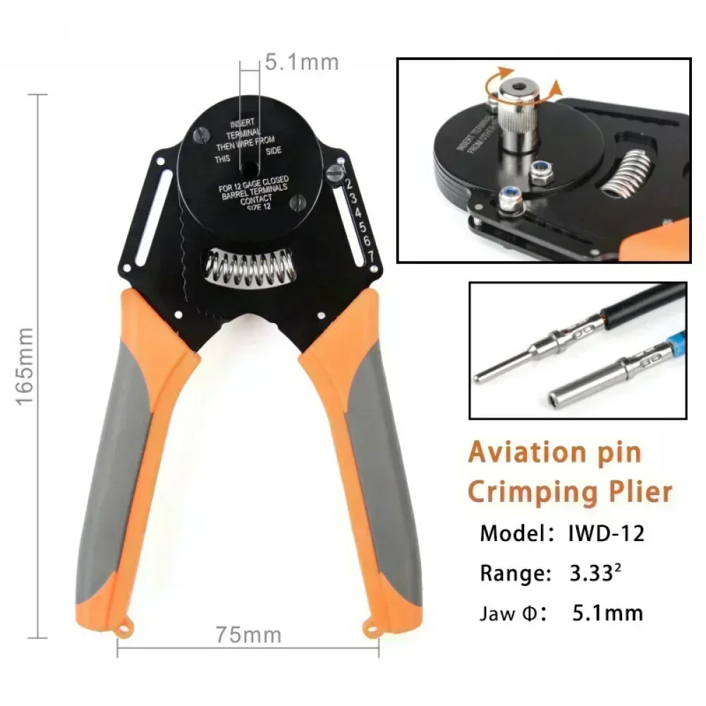 

1PCS 4-Way Ratcheting Crimper For Deutsch Closed-Barrel Terminals IWD-12 For Test Measurement Tool Accessory