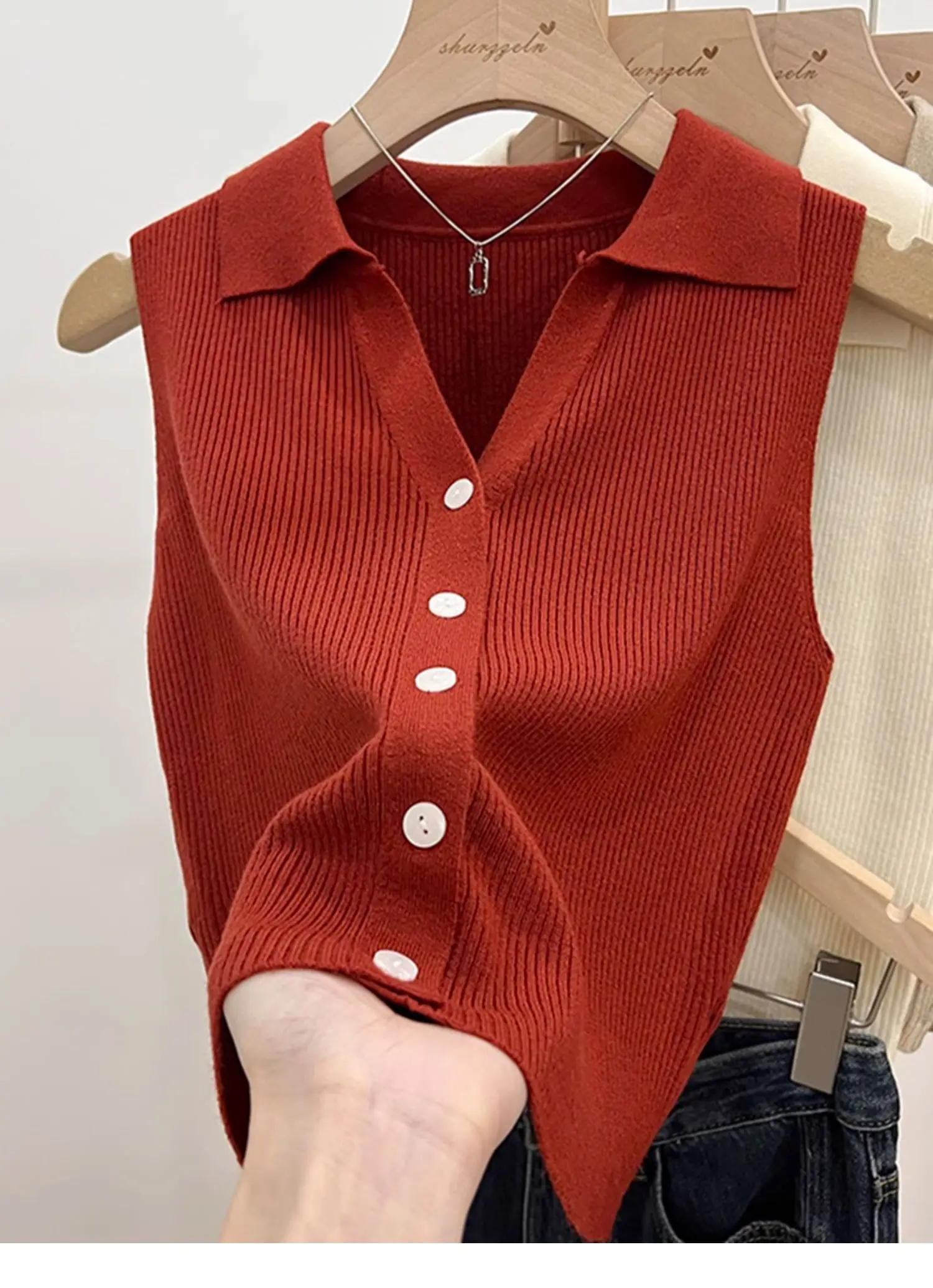 Solid Color Knitted for Women Cardigan Korean Single Breasted Sleeveless Jumper Woman Round Neck All Match Cardigans Outwear