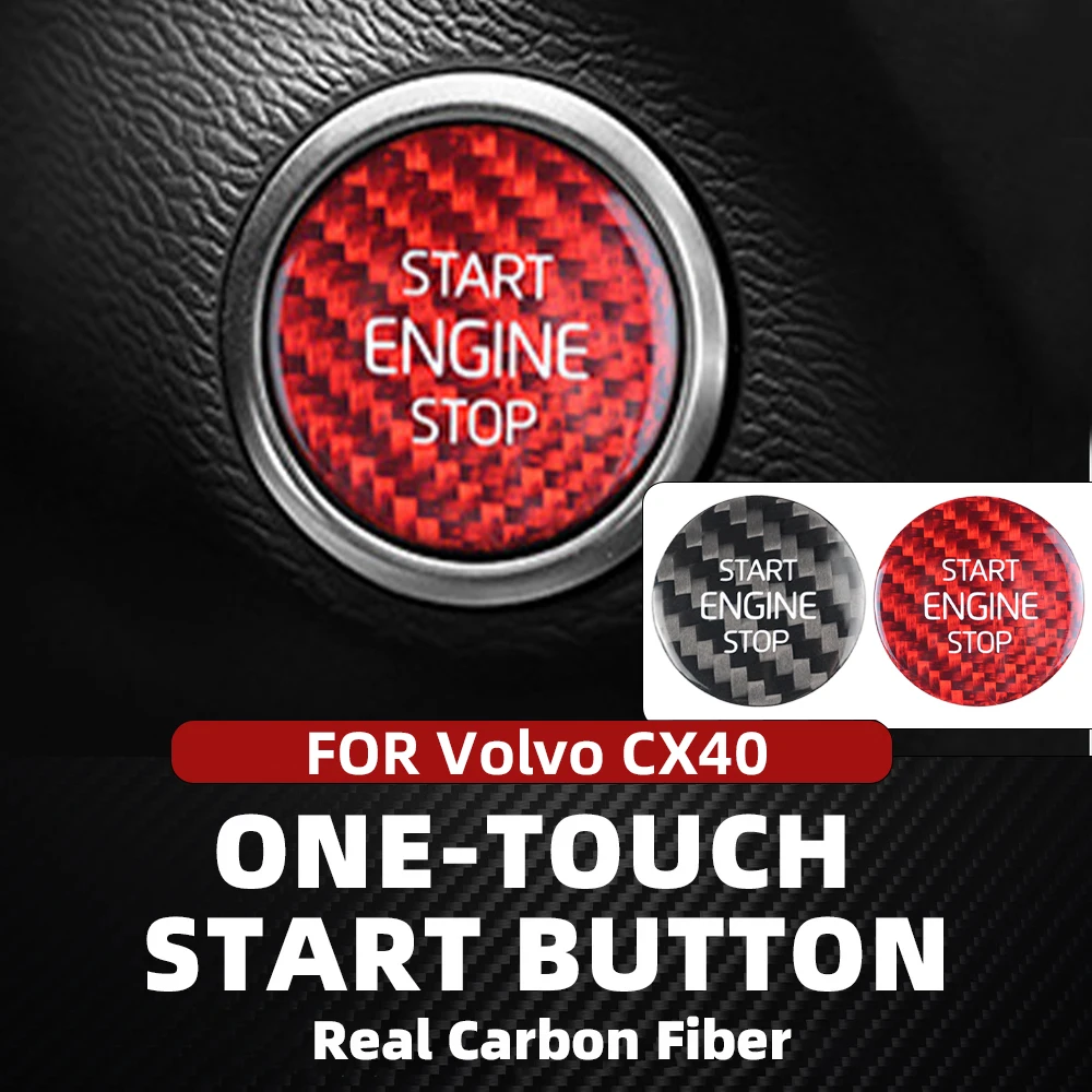 

Для Volvo XC40 черный красный салон автомобиля запуск двигателя кнопка остановки крышка настоящая наклейка из углеродного волокна аксессуары авто модификации