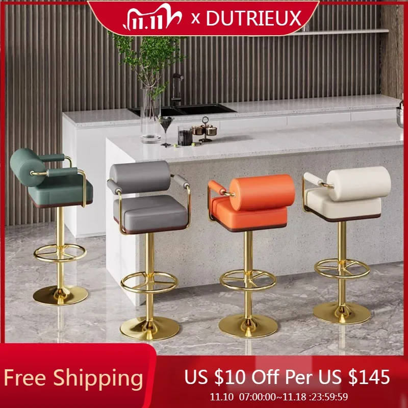 

Luxury Modern Design Bar Chairs Stool Minimalistic Leather Nordic Bar Stool Swivel Counter Height Taburete Alto Bar Accessories