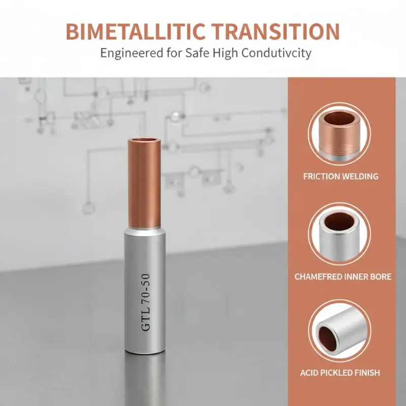 GTL Series Bimetallic Compression Crimp Terminal Durable CU-AL Copper Aluminum Tube for DIY Electrical Repair Projects