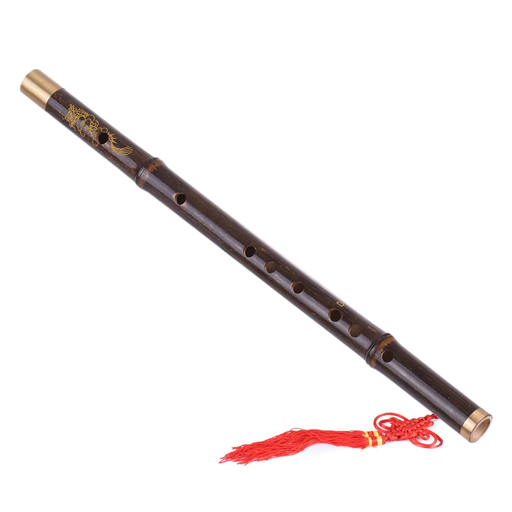 Flute Professional Black Bamboo Flute Traditional Handmade Chinese Musical Instrument Woodwind for Professional Play Beginner