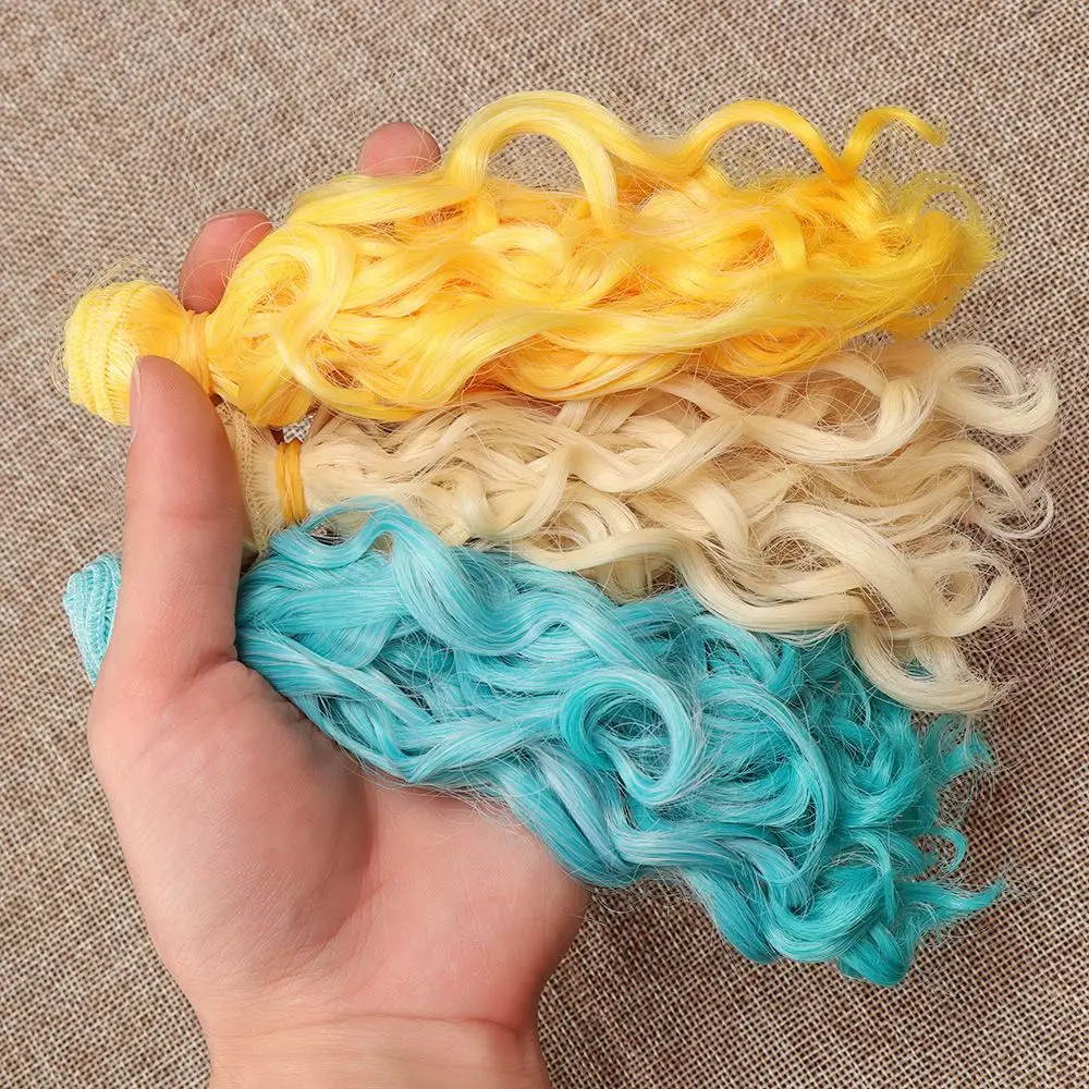 15*100cm hitze beständiges Faser lockiges Haarteil für 1/3 1/4 1/6 1/12 Puppen DIY Haar Perücken hand gefertigte Haars chüsse Puppen zubehör – Detail 10