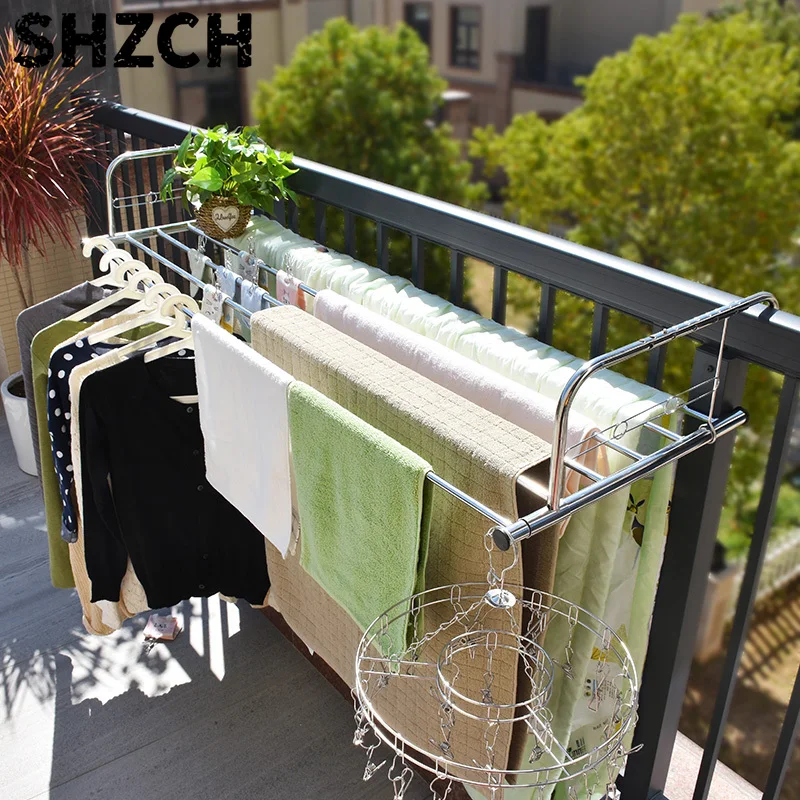 Stainless Steel Window Clothes Drying Rack Foldable Balcony Laundry Hanger Compact Shoe  Garment Drying Stand for Windowsill