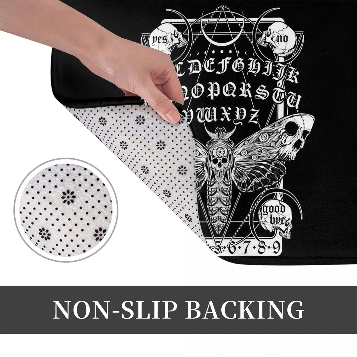 Death Moth Spirit Board Mystic Gothic Ouija Witchcraft Anti-slip Doormat Floor Mat Carpet Rug for Kitchen Entrance Footpad Mats
