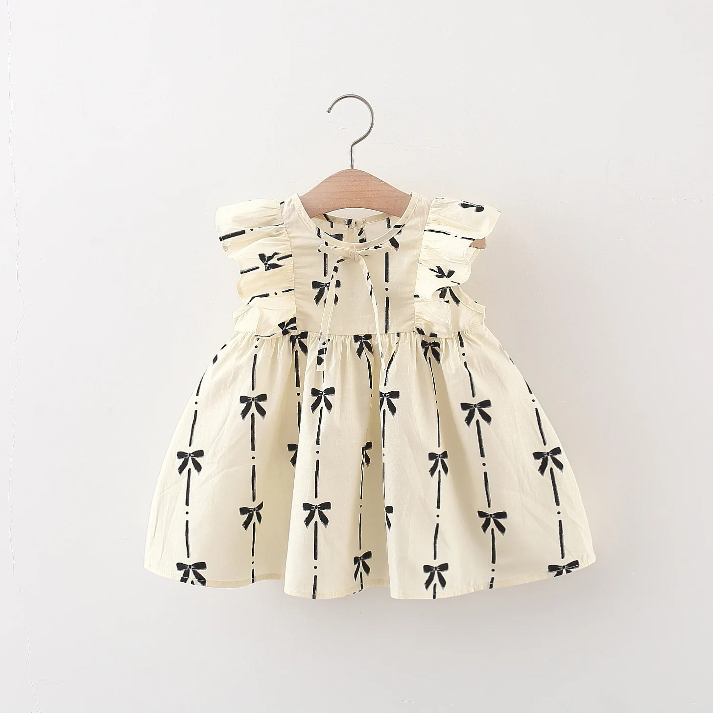 Baby Girl Dress Summer Cotton Bow Sleeveless Round Neck Girls Dresses Cute Casual Fluffy Baby Clothing
