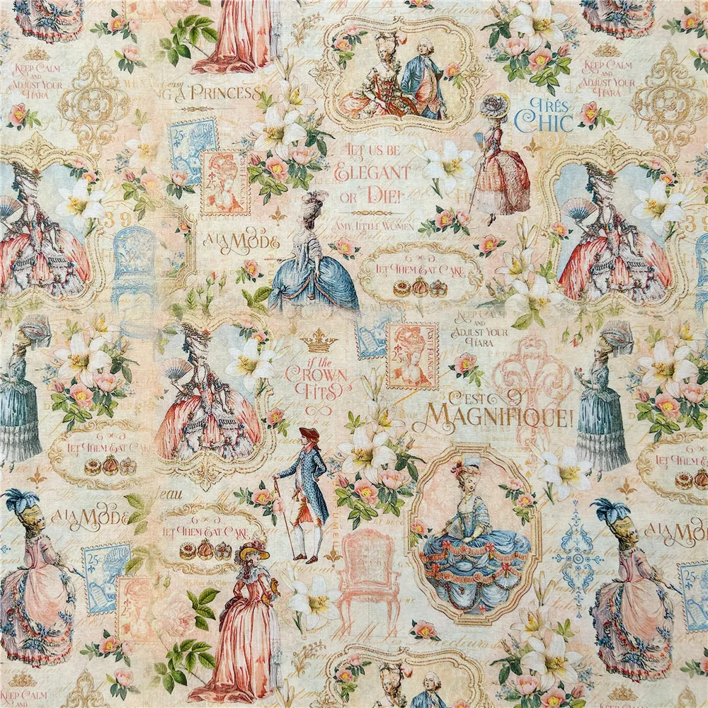 45x145 cm Vintage Aristocratico signora 100% Tessuto di Cotone Vintage Materiale Floreale Patchwork Cucito Trapunta Ricamo Panno FAI DA TE