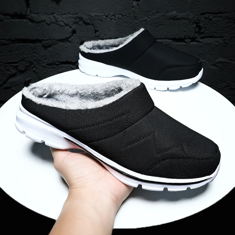 Winter Men Cotton Shoes Keep Warm Shoes Non-Slip Winter Home Slippers Soft Slippers Women Couples Comfortable Male Fur Slides