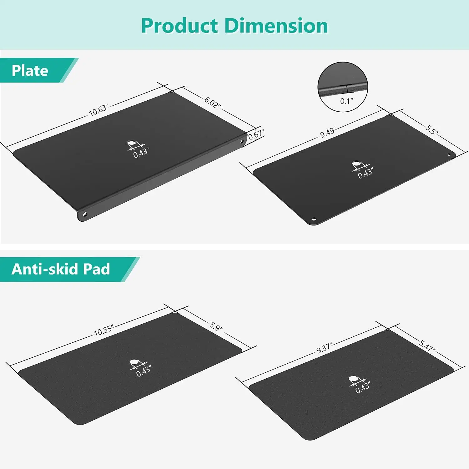 Monitor Mount Reinforcement Plate for Thin, Glass, and Other Fragile Table Tops, with Most Monitor Bracket  (CGRP-B)