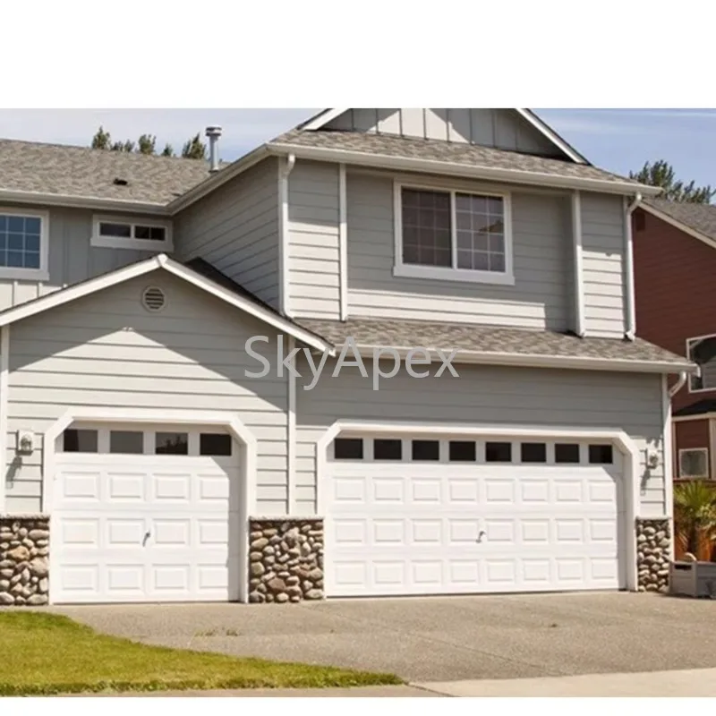 Sectional Over Head Garage Door 8x7 10X7 American Style Automatic Roll Up With Windows Security Lock For Residential Home Garage