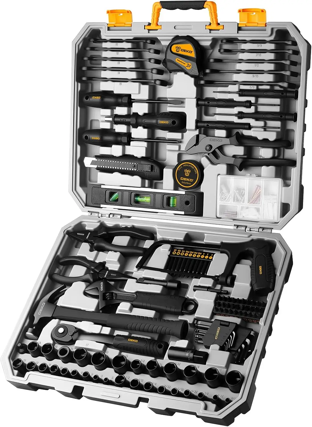 218-Piece General Household Hand Tool kit, Professional Auto Repair Tool Set for Homeowner, General Household Hand Tool Set with Plier, Screwdriver Set, Socket Set, with Portable Storage Case