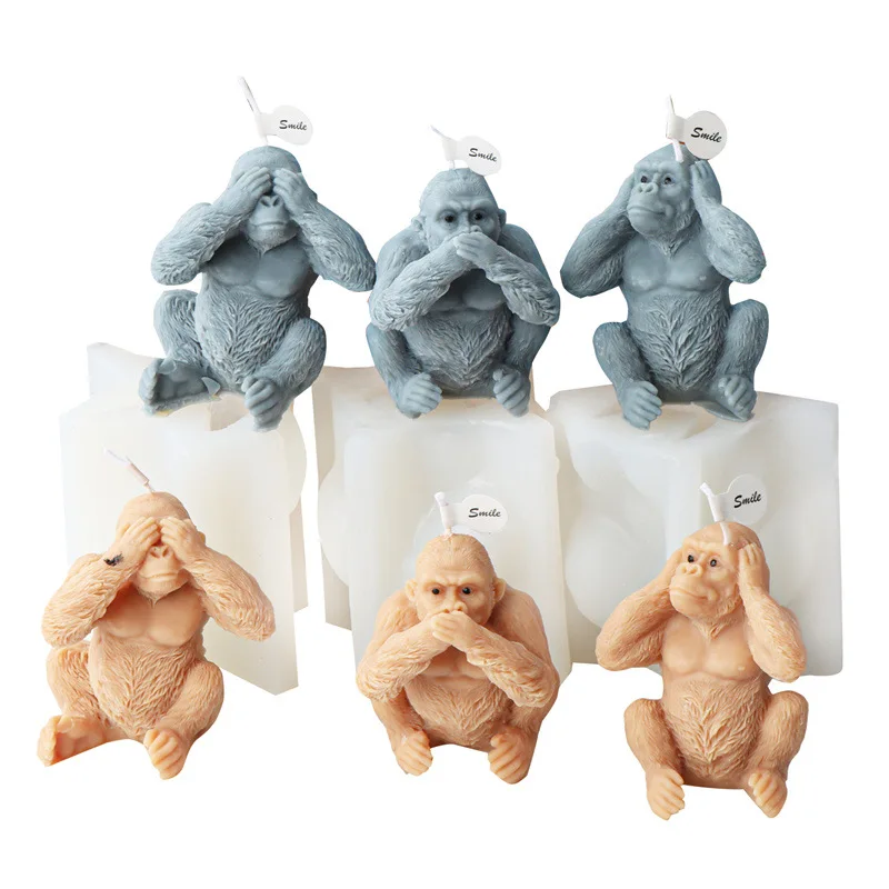 Lovely Orangutan Silicone Mold for Handmade Candle Plaster Soap Epoxy Resin Chocolate Decoration Gypsum Ice DIY Baking Mould