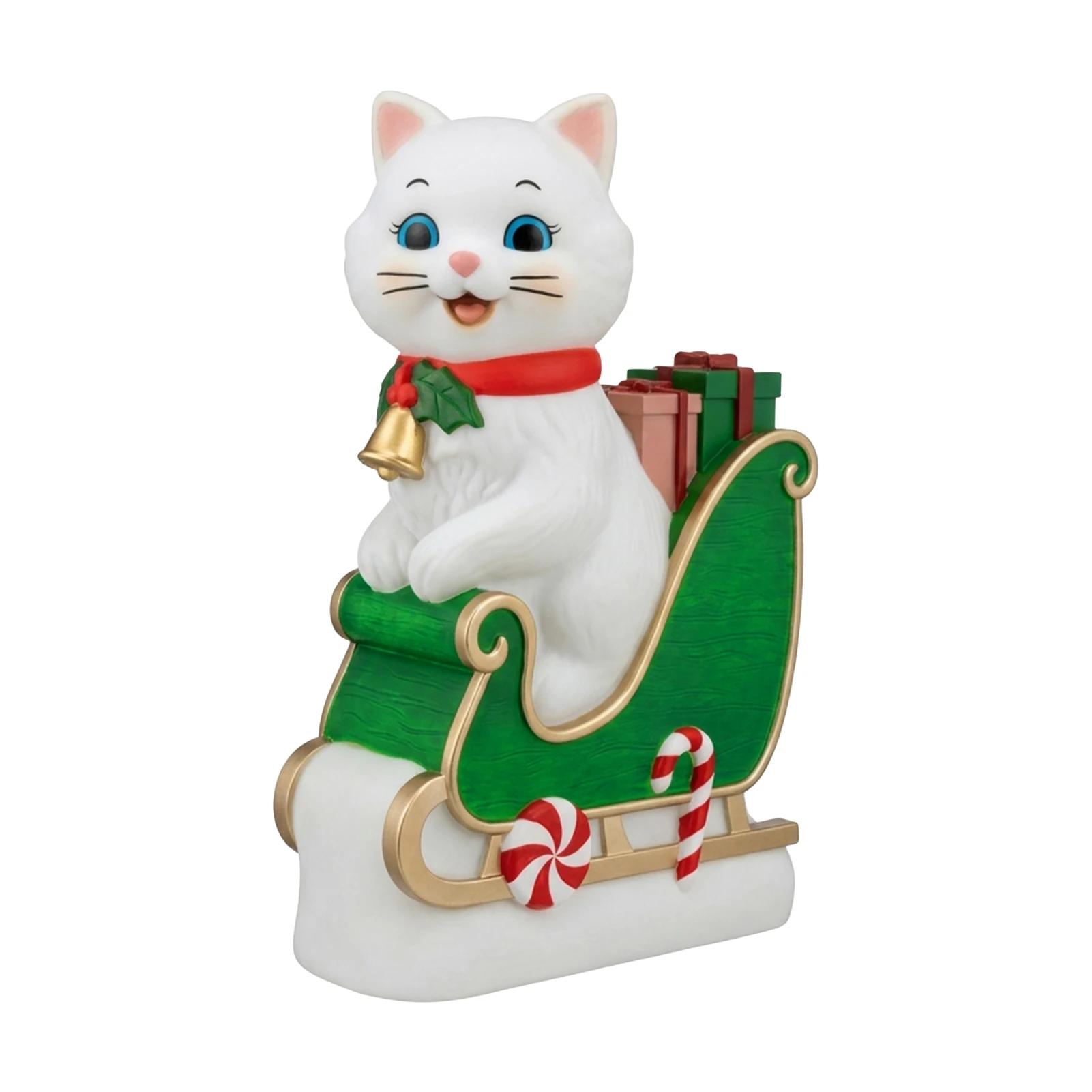 USB Powered LED Resin Christmas Cat Sled Table Lamp, 1 Piece, 20 by 12 cm Festive Decorative Figurine with Soft Warm Light, Hand
