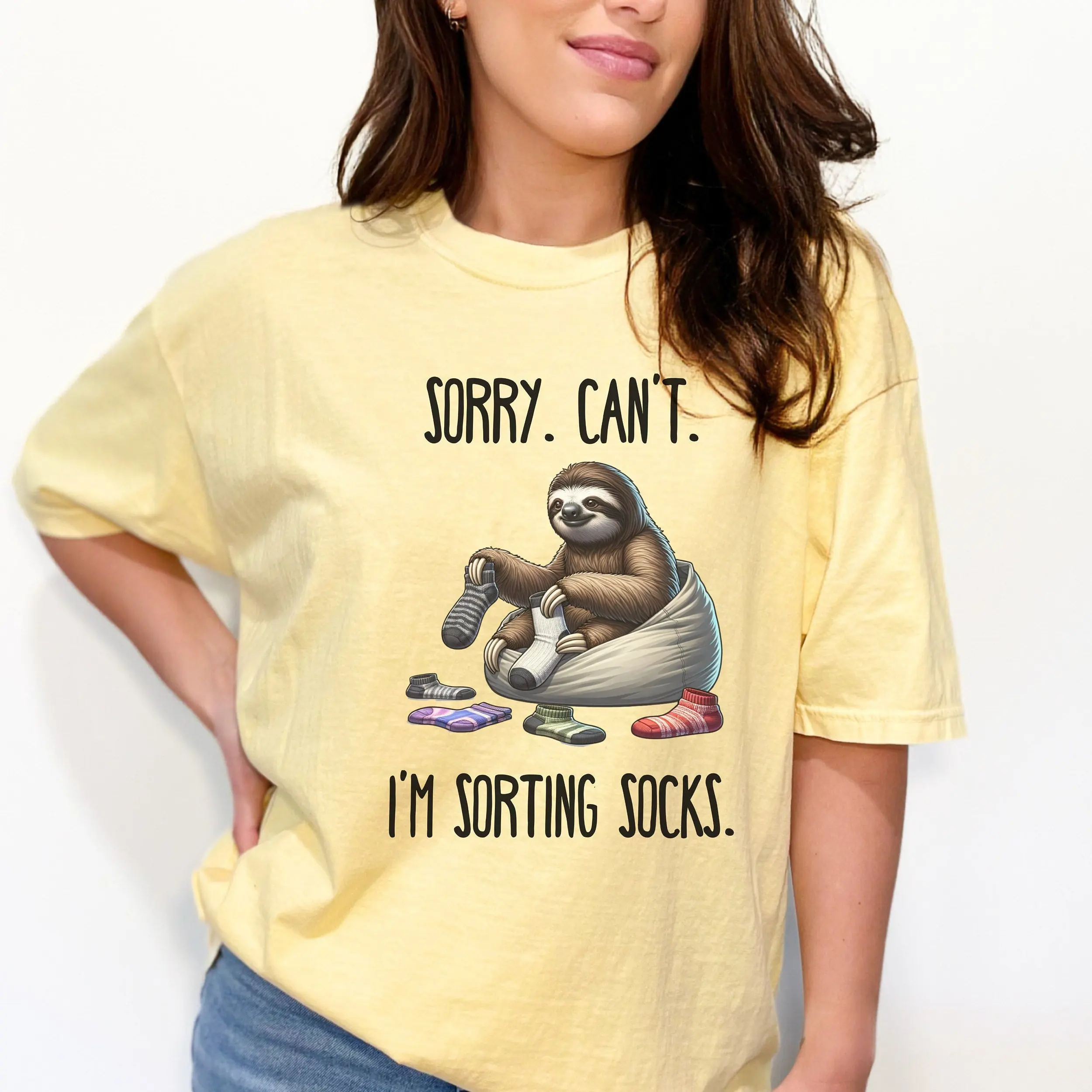 Funny Sloth Comfort Colors T Shirt Antisocial Not A People Person Introvert Weird Humor Sorry Can Sorting Socks Rather Be Home