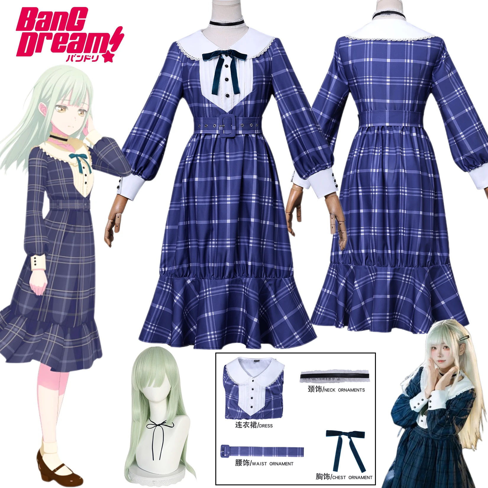 

Mutsumi Wakaba Косплей Аниме BanG Dream Костюм Mortis Косплей Парик Ave Mujica Униформа Платье Хэллоуин Вечерние Костюм для Женщин Девочек