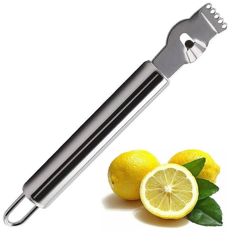 

1pcs Stainless Steel Fruit Peelers Lemon Orange Zester Grater Stainless Steel Grips Lime Zest Peeling Tool Barware