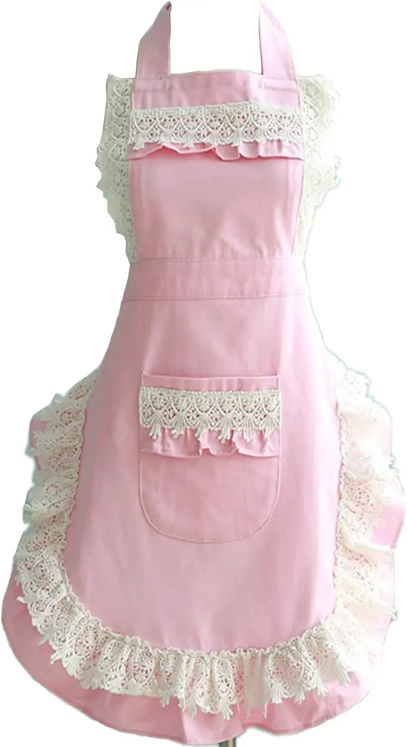 

Adjustable Apron for Women Kitchen Cooking with Pocket, Pink