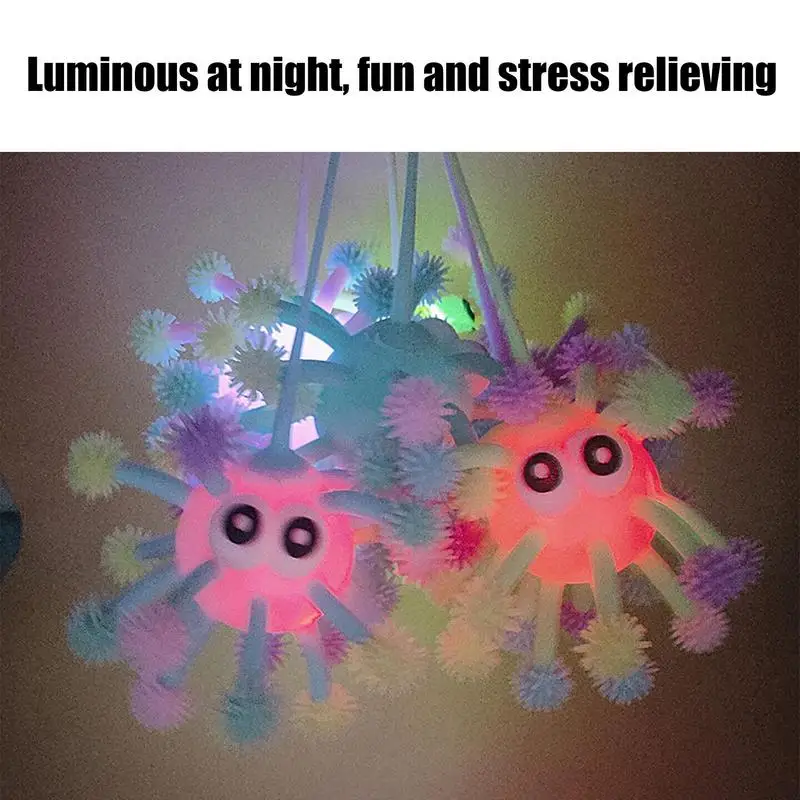 12 PCS Stress Relief Puffer Balls Stress Balls Squeeze Toys Flashing Puffer Ball Glowing Balls Multi Color Party Favors Supplies