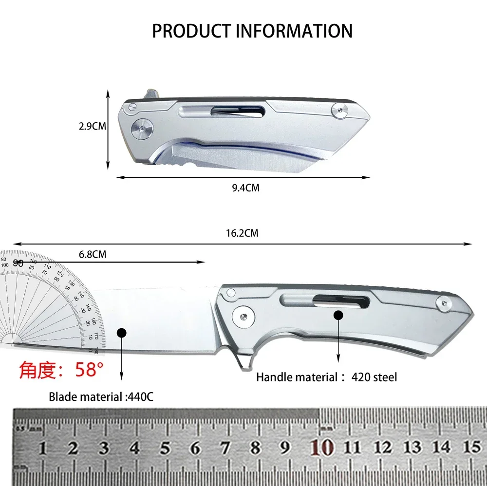 High Quality All Steel CNC Bearing Flipper Pocket Folding Knife  D2 Tanto Blade Outdoor Tactical Camping Hunting Knives EDC Tool