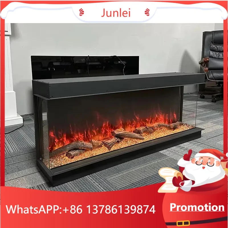 【Más Vendido】Chimeneas Eléctricas Modernas de 3 Lados con Leños Realistas, Aplicación Inteligente Wifi, Llamas LED 3D, Chimeneas de 40, 50, 60, 72 y 80 Pulgadas