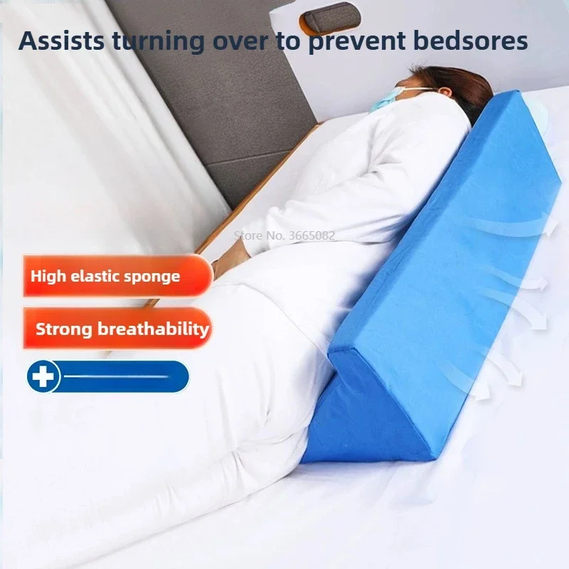 Body Side Wedge Pillow with Zipper Blue Cotton Incline Side Wedge Pillow Personalized Blue for Adults Side Sleeper