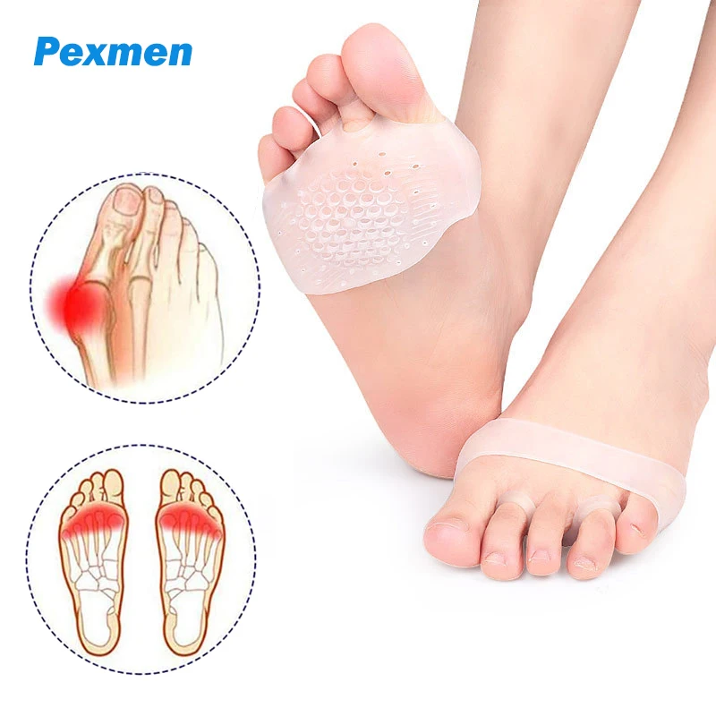 Pexmen 2Pcs Soft Gel Metatarsal Pads Breathable Ball of Foot Cushions for Women and Men Foot Pain Relief Forefoot Pads