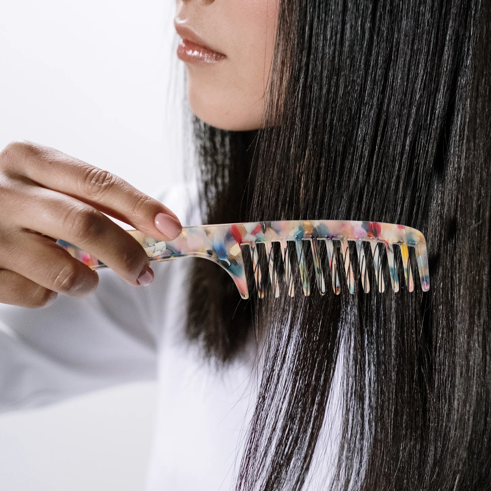 

2pcs Wide Tooth Comb Smoothing Hair Comb Anti- Lightweight Travel Daily Use Sturdy Design Without Pulling Breaking Hair