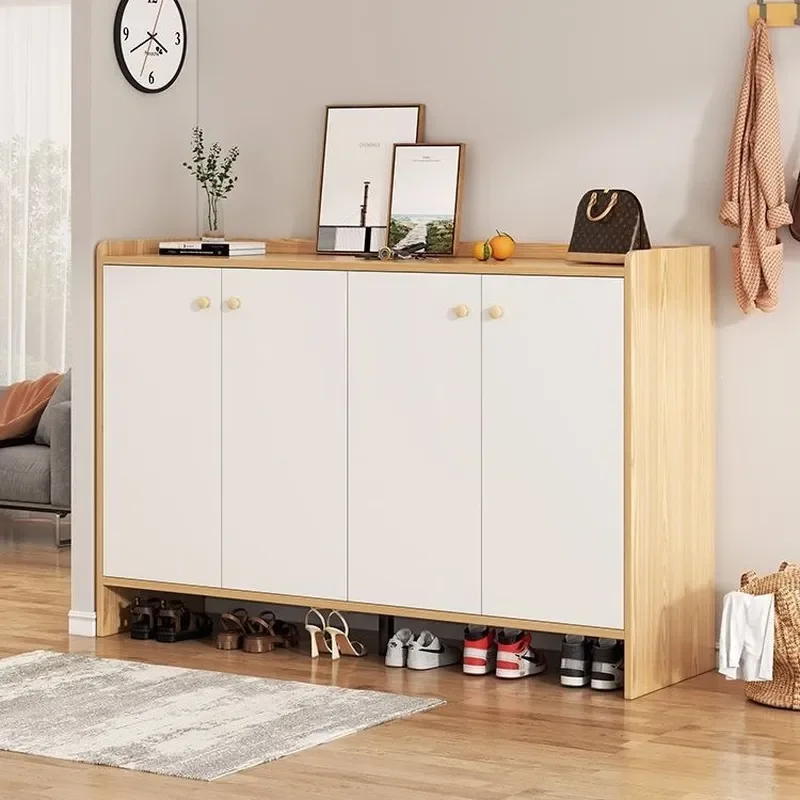 for Ultra-thin Tipping Bucket Shoe Cabinet Entrance Door Cabinet Household Nordic Log Style Space-saving Small Apartment Shoe