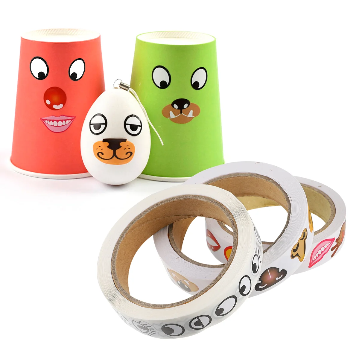 3 Rolls Eye Nose Mouth Cartoon Stickers Labels for Children DIY Craft prints sticker kid stickers