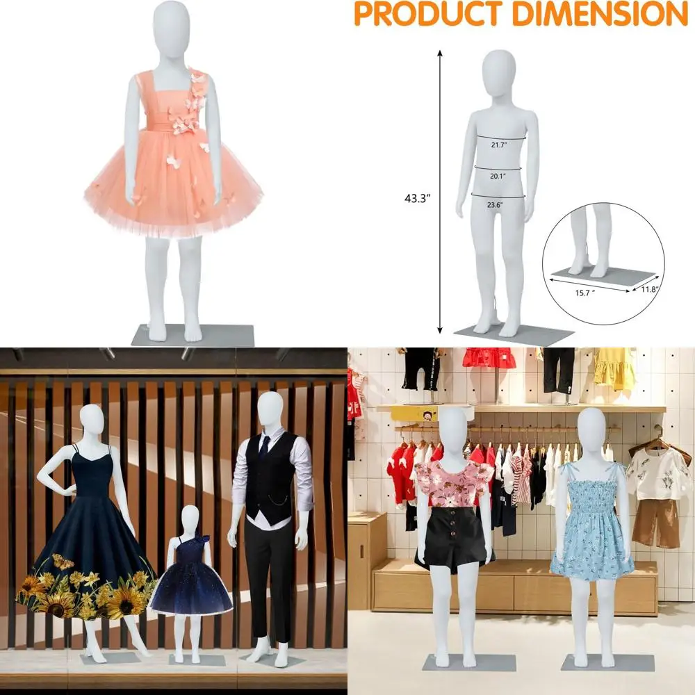 

Регулируемый детский манекен, высота 43,3 дюйма, съемный, металлическое основание, подходит для мальчиков и девочек, идеально подходит для магазинов модной одежды и швейных салонов.