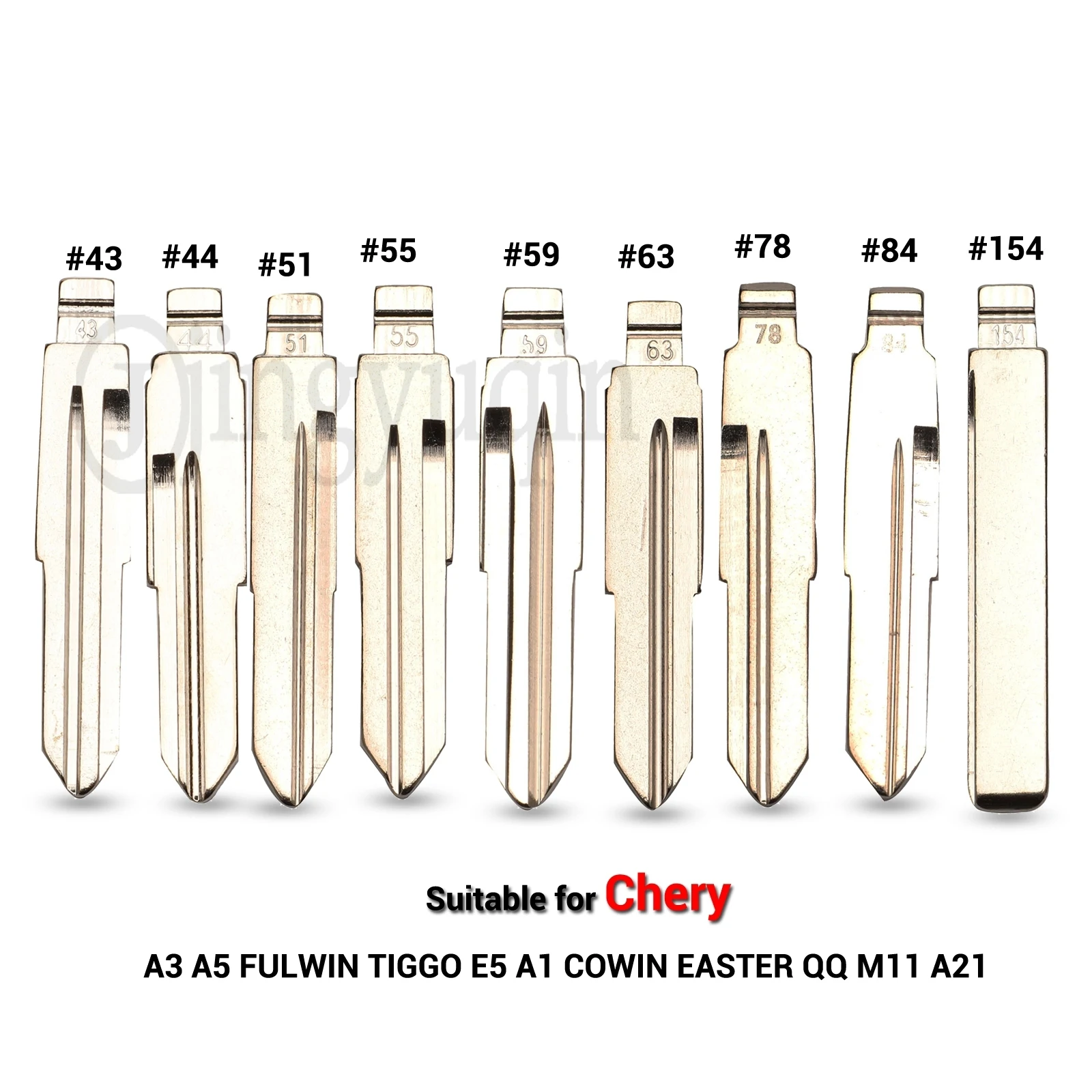 Jingyuqin for CHERY A3 A5 FULWIN TIGGO E5 A1 COWIN EASTER QQ3 QQ6 A21 S21 43 44 51 55 59 63 78  84 154 blade Flip KD key Blank