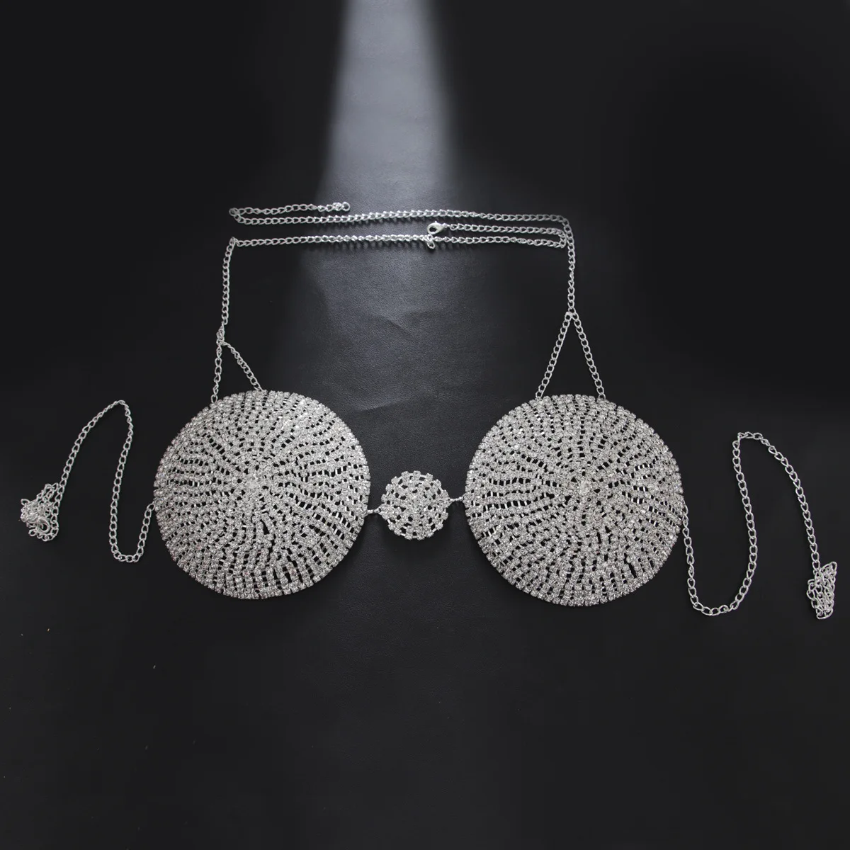 Fashionable Circular Bikini Style Rhinestone Chest Chain Nightclub Women\'s Body Chain Jewelry