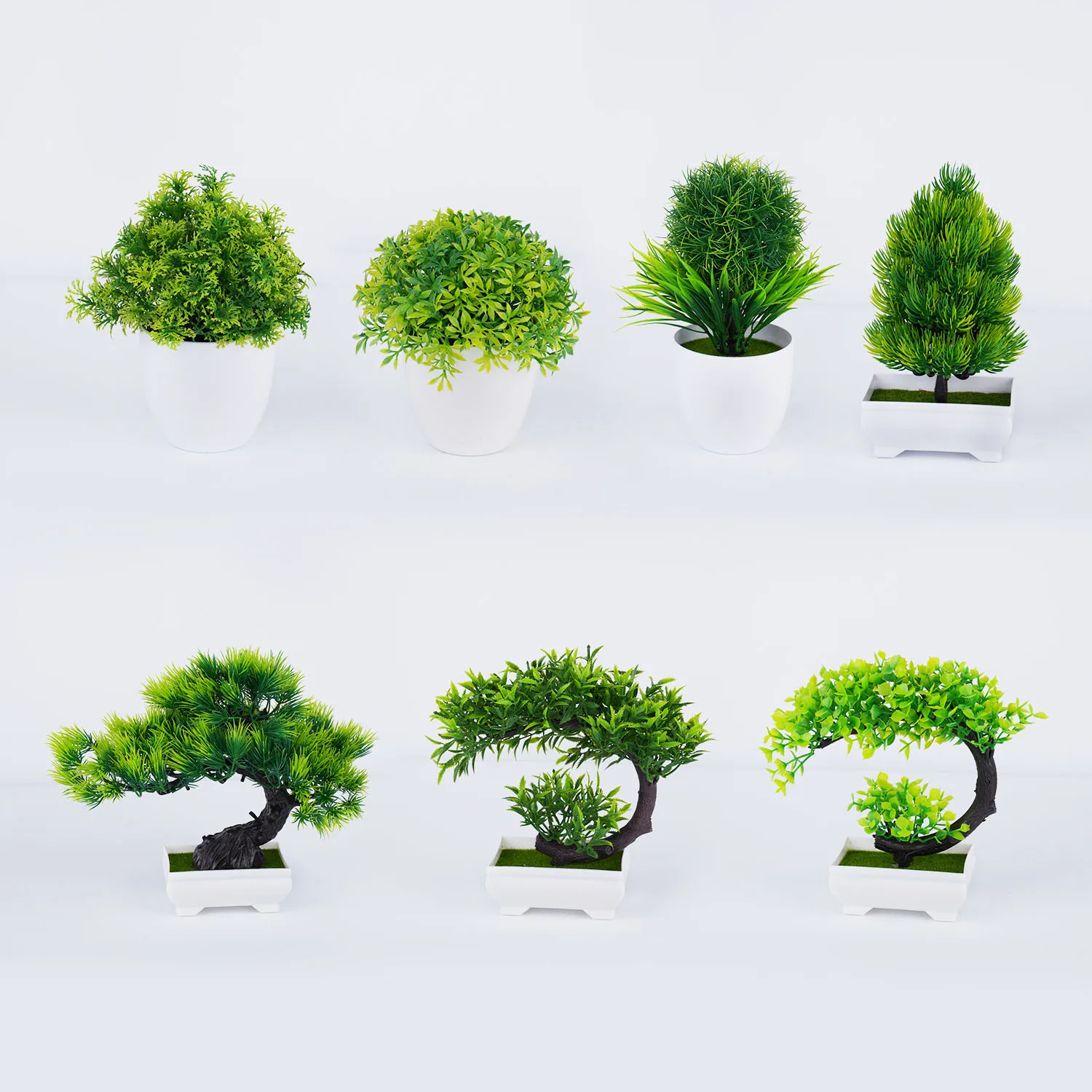 Artificial Green Plants Bonsai Table Potted Ornaments Simulation Pot Plants Fake Flowers for Hotel Office Home Garden Decor