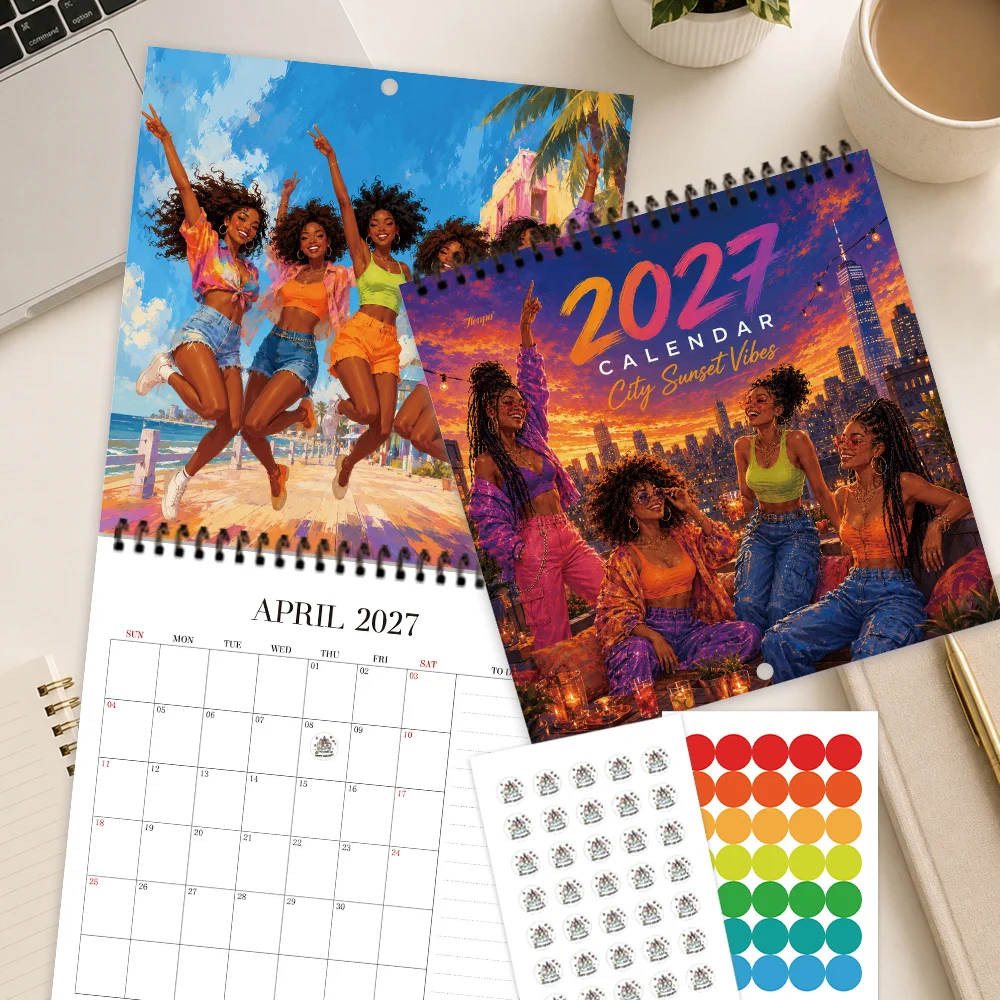 1pc 2027 Wall Calendar, Urban Girl Theme, 12-Month Monthly Planner, Perfect Gift For Back-to-School Season, Christmas, New Year