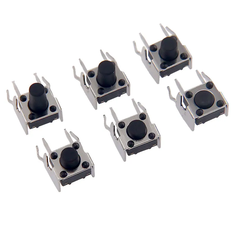 20Pcs/50pcs 6x6 PCB Momentary Tactile Tact Push Button 4-Pin Self-reset Switch Right Angle With stent 6*6*4.3/4.5/5/6/7/8/9.5mm