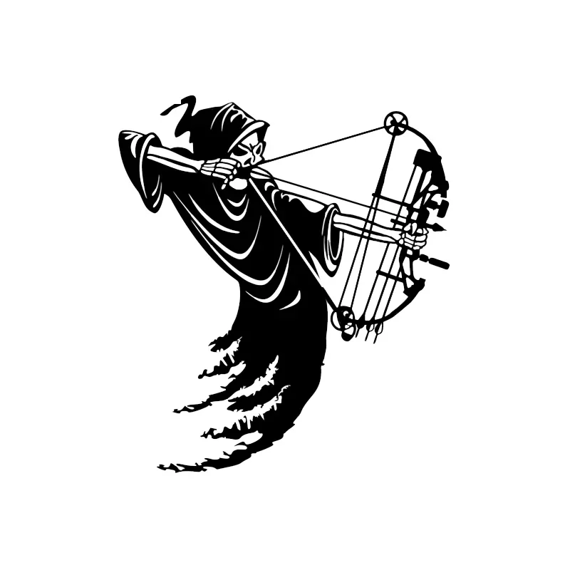 

Interesting Reaper Bow Arrow Hunter Decor Car Sticker Silhouette Extreme Movement Vinyl Black/White, 17cm*15cm
