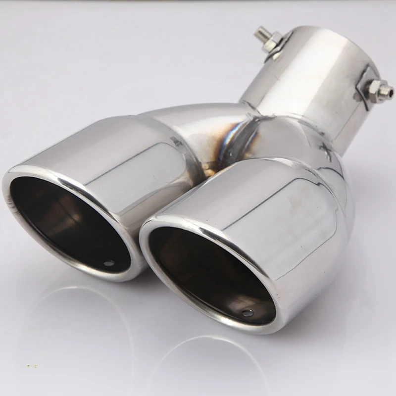 2X Stainless Steel Cover Decor For Mitsubishi Outlander 3 Exhaust Muffler Tips Rear Tail Tailpipe End Trim 2013 - 2018