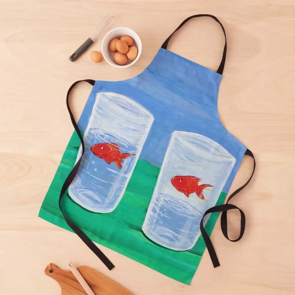 glasses half full fish Apron Restaurant Kitchen Equipment Chef Uniform Woman Kitchen accessories Trim Cloth Apron