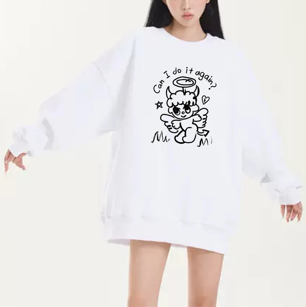 Karol G Song Can I Do It Again Angels And Demons Simple Lines Design Crew Neck Sweatshirt Fashion Street Style Pullover