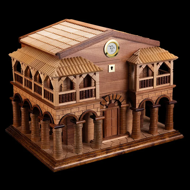 Natural Cedar Wood Carved Cigar Room Large Capacity Moisturizer